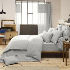 Drap housse gaze de coton (90 x 200 cm) Gaïa Gris nuage