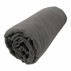 Drap housse gaze de coton (200 x 200 cm) Gaïa Gris granit