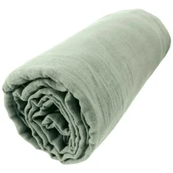 Drap housse gaze de coton (140 x 200 cm) Gaïa Vert eucalyptus