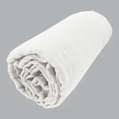 Drap housse gaze de coton (160 x 200 cm) Gaïa Blanc chantilly