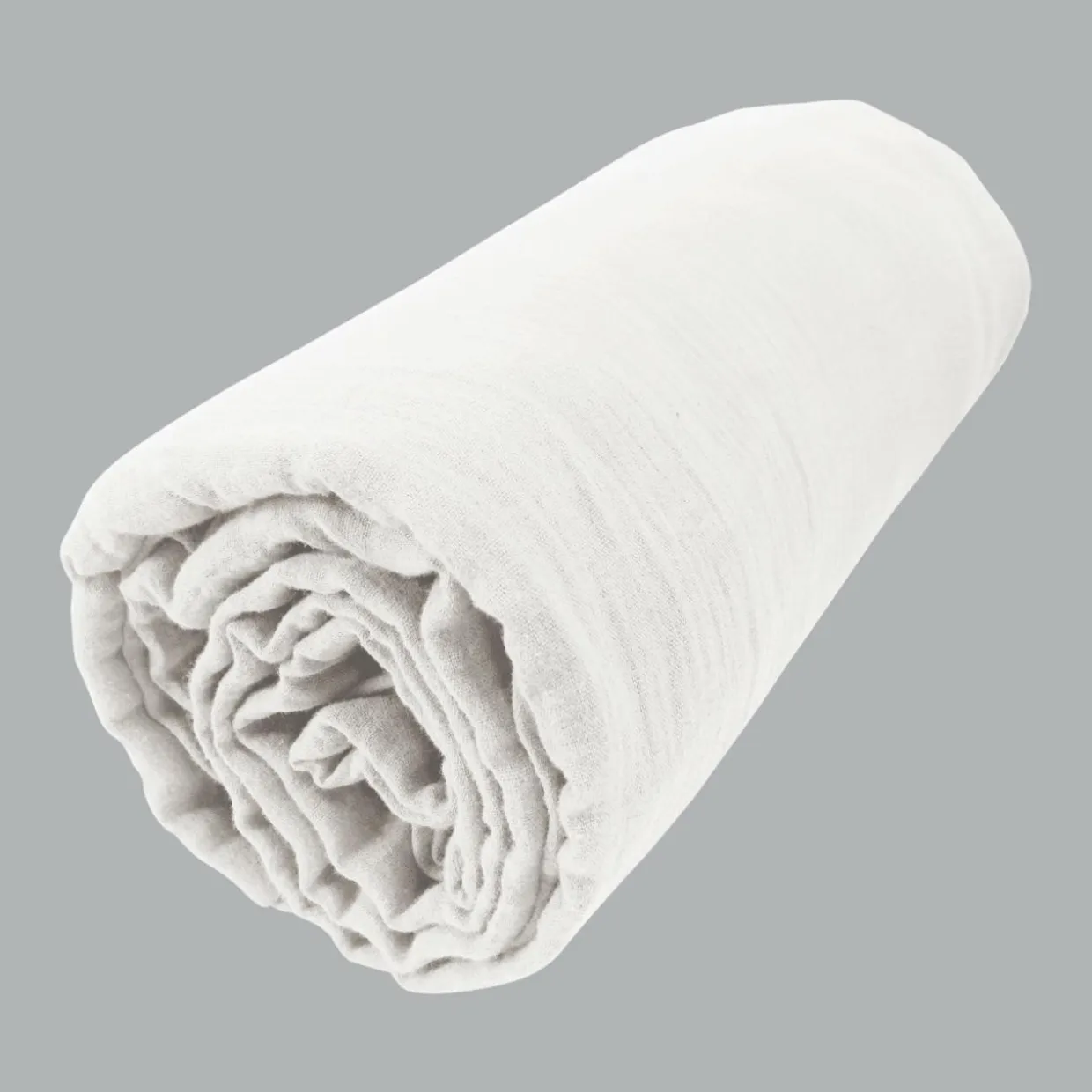 Drap housse gaze de coton (90 x 200 cm) Gaïa Blanc chantilly