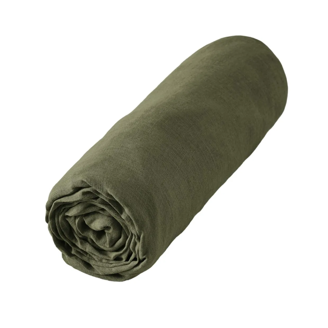 Drap housse lin lavé (180 x 200 cm) Louise Vert romarin