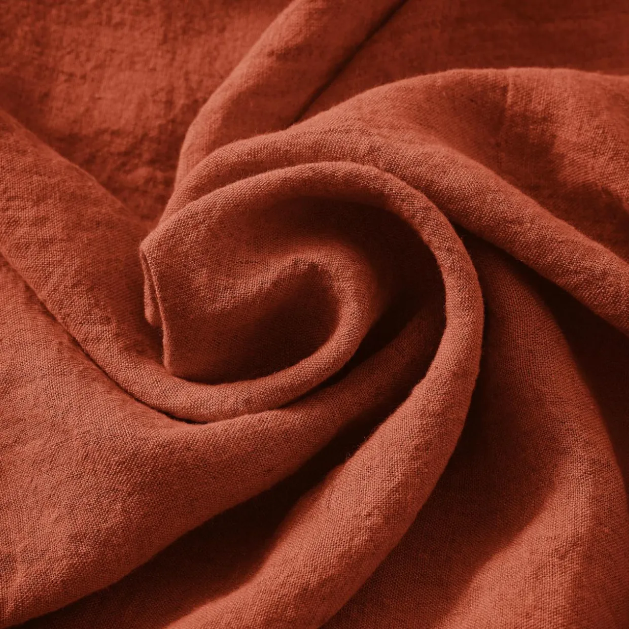 Drap housse lin lavé (180 x 200 cm) Louise Terracotta