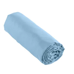 Drap housse percale de coton (140 x 190 cm) Cali Bleu ciel
