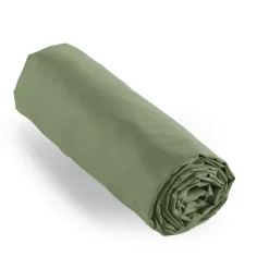 Drap housse percale de coton (180 x 200 cm) Cali Vert romarin