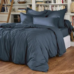 Drap housse percale de coton (160 x 200 cm) Cali Bleu marine
