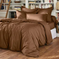 Drap housse percale de coton (160 x 200 cm) Cali Marron chocolat