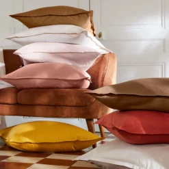Drap housse percale de coton (160 x 200 cm) Cali Rose pêche