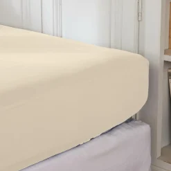 Drap housse percale de coton (140 x 190 cm) Cali Beige