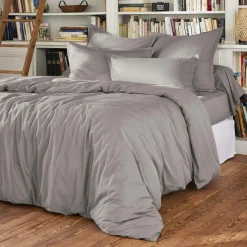 Drap housse percale de coton (90 x 200 cm) Cali Gris clair