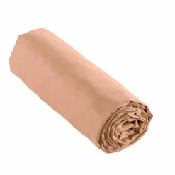 Drap housse percale de coton (200 x 200 cm) Cali Rose pêche