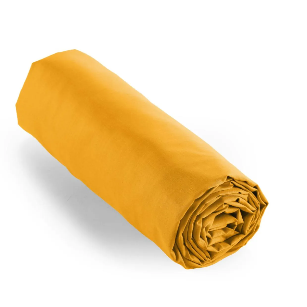 Drap housse percale de coton (200 x 200 cm) Cali Jaune moutarde