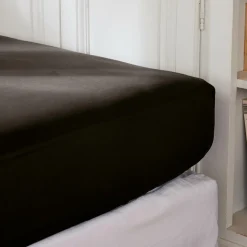 Drap housse percale de coton (90 x 190 cm) Cali Noir