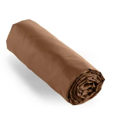 Drap housse percale de coton (90 x 190 cm) Cali Marron chocolat