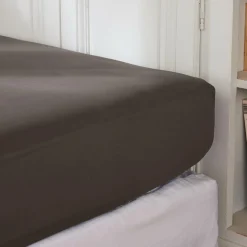 Drap housse percale de coton (140 x 200 cm) Cali Gris anthracite