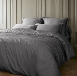 Drap housse satin de bambou (160 x 200 cm) Sienna Gris granit