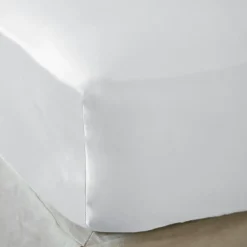 Drap housse satin de bambou (140 x 200 cm) Sienna Blanc chantilly