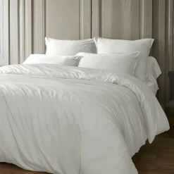 Drap housse satin de bambou (140 x 190 cm) Sienna Blanc chantilly