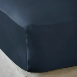 Drap housse satin de bambou (200 x 200 cm) Sienna Bleu nuit