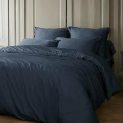 Drap housse satin de bambou (200 x 200 cm) Sienna Bleu nuit