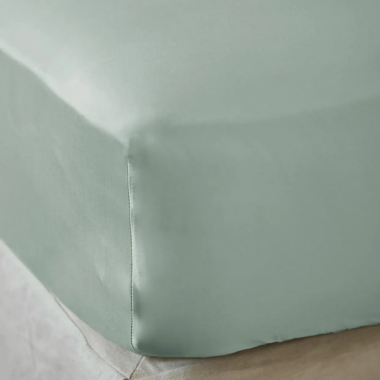 Drap housse satin de bambou (90 x 200 cm) Sienna Vert eucalyptus