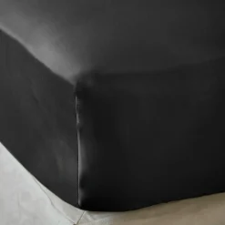 Drap housse satin de bambou (180 x 200 cm) Sienna Noir