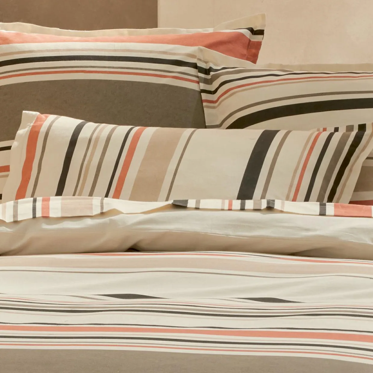 Drap plat coton lavé (280 x 310 cm) Hugo Corail