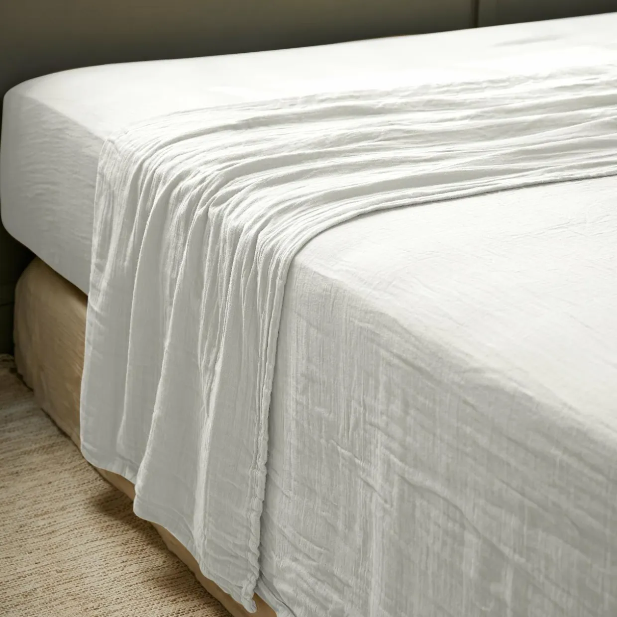 Drap plat gaze de coton (240 x 300 cm) Gaïa Gris nuage