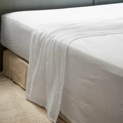 Drap plat gaze de coton (270 x 300 cm) Gaïa Blanc chantilly