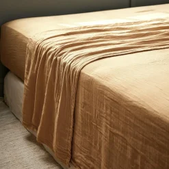 Drap plat gaze de coton (270 x 300 cm) Gaïa Camel