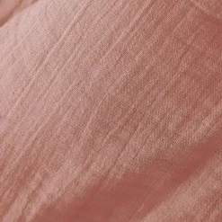 Drap plat gaze de coton (270 x 300 cm) Gaïa Rose pêche