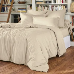 Drap plat percale de coton (270 x 300 cm) Cali Beige