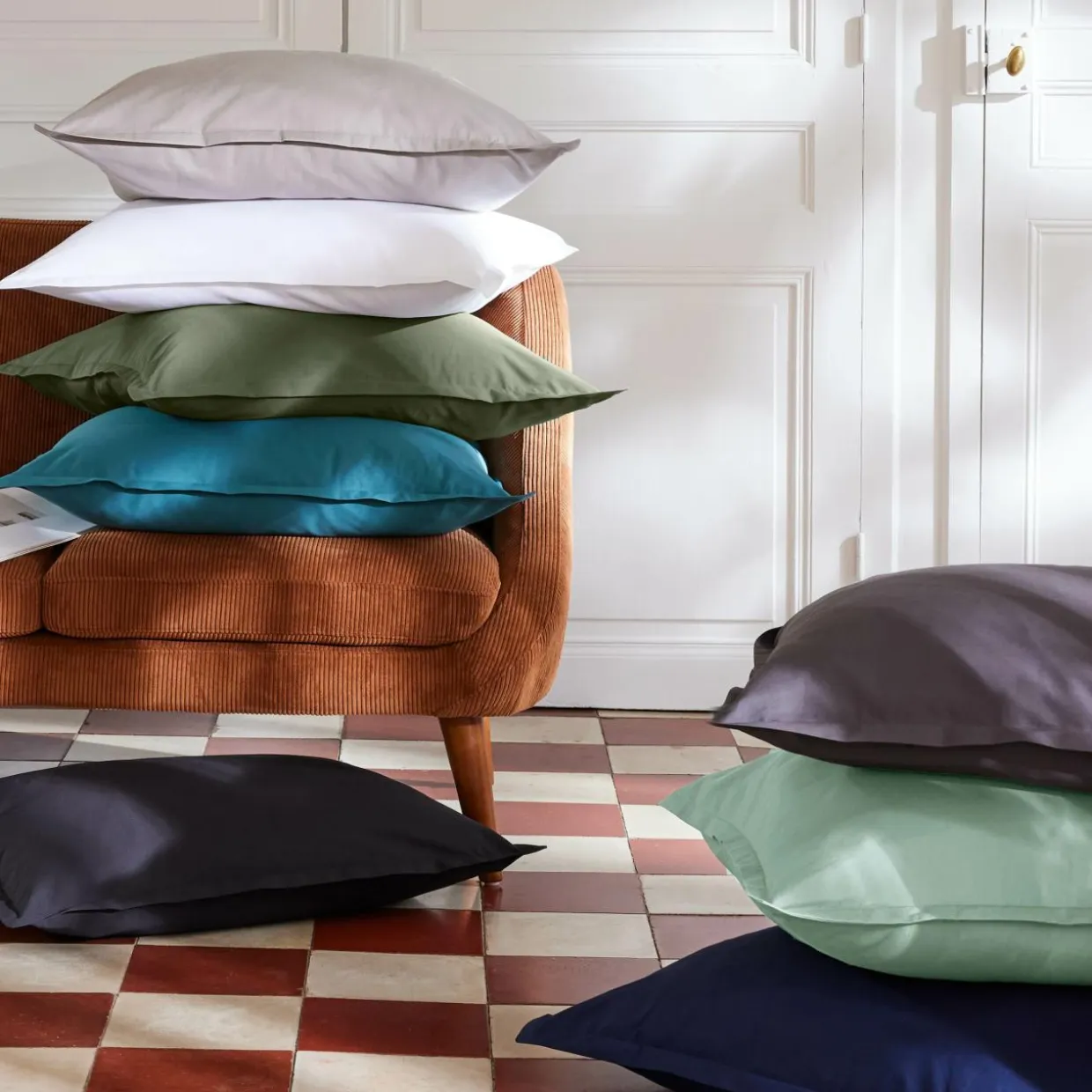 Drap plat percale de coton (270 x 300 cm) Cali Bleu ciel