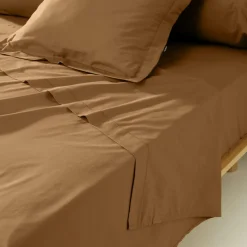 Drap plat percale de coton (180 x 290 cm) Cali Camel