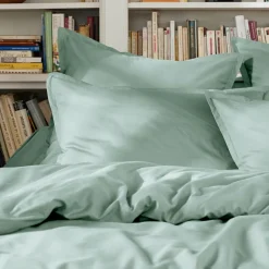 Drap plat percale de coton (240 x 300 cm) Cali Vert eucalyptus