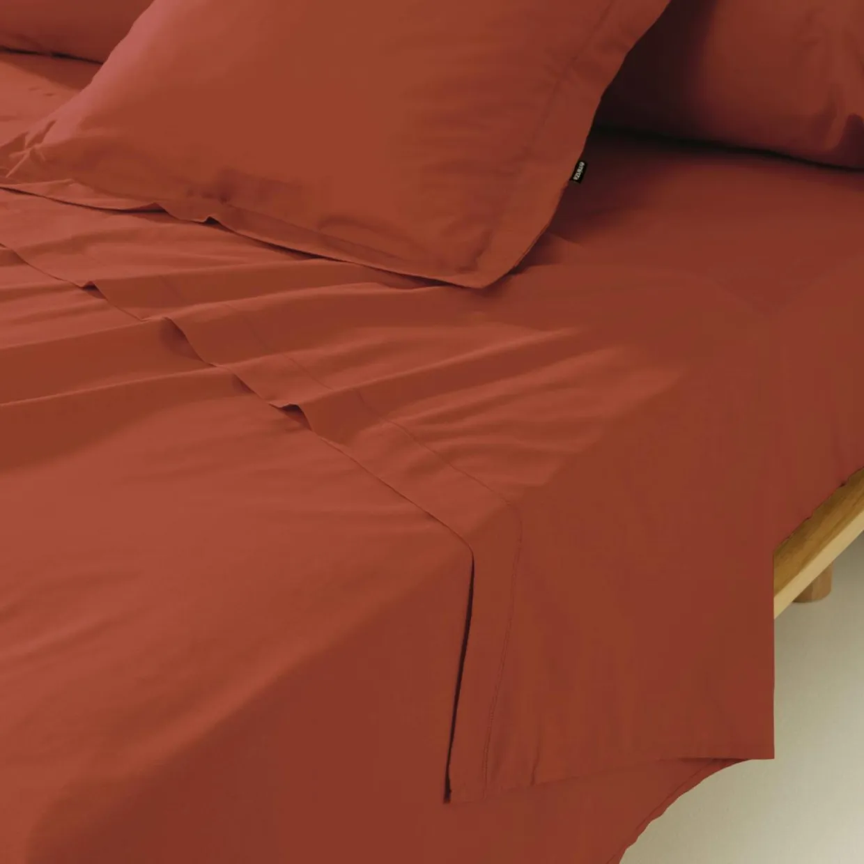 Drap plat percale de coton (270 x 300 cm) Cali Terracotta