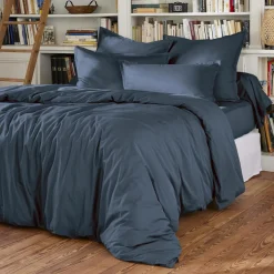 Drap plat percale de coton (240 x 300 cm) Cali Bleu marine