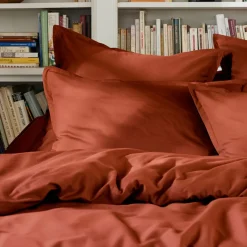 Drap plat percale de coton (240 x 300 cm) Cali Terracotta