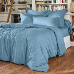 Drap plat percale de coton (240 x 300 cm) Cali Bleu ciel