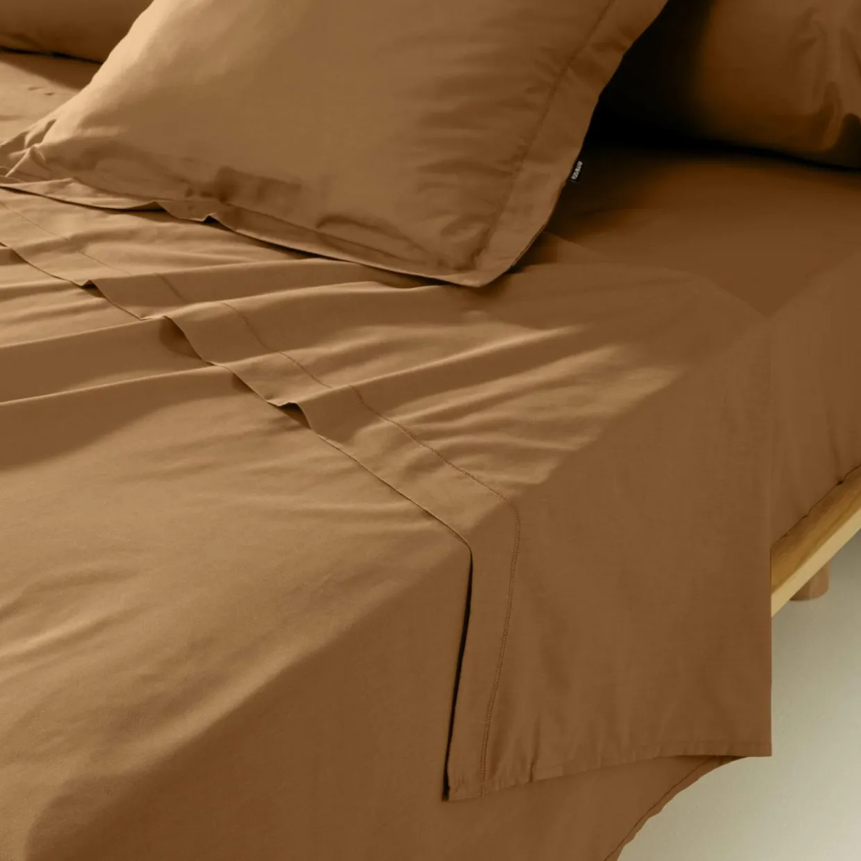 Drap plat percale de coton (270 x 300 cm) Cali Camel