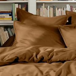 Drap plat percale de coton (270 x 300 cm) Cali Camel