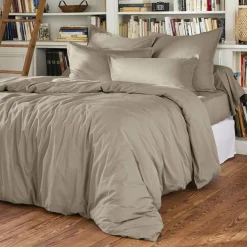 Drap plat percale de coton (240 x 300 cm) Cali Taupe