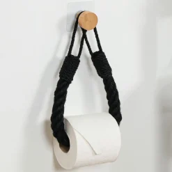 Dérouleur de papier - porte serviette adhésif Easy Chic Corde Noir