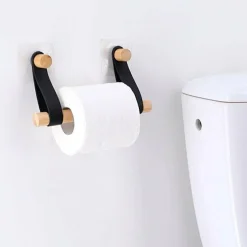 Dérouleur de papier toilette adhésif easy Chic simili cuir Blanc
