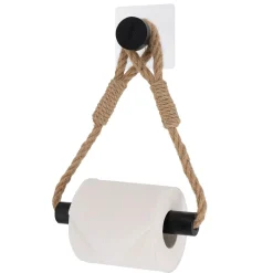 Dérouleur de papier toilette adhésif corde et bambou Harmonie Noir