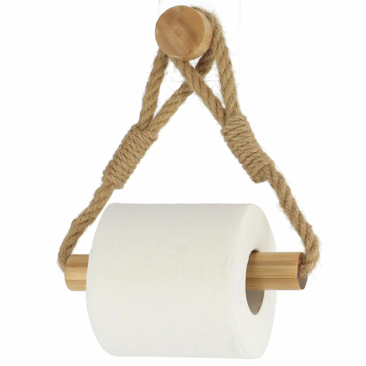 Dérouleur de papier toilette adhésif bambou et corde Easy Chic Naturel