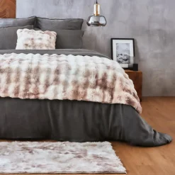 Edredon fausse fourrure (90 x 220 cm) Toronto Taupe