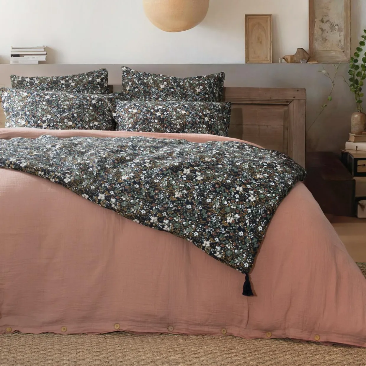 Edredon gaze de coton (90 x 200 cm) Constance Bleu nuit