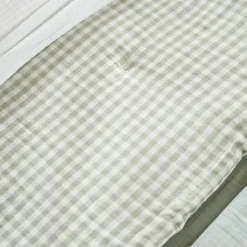 Edredon gaze de coton (90 x 200 cm) Gaïa vichy Vert eucalyptus