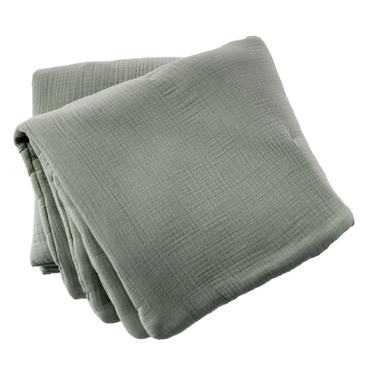 Edredon quadruple gaze de coton (90 x 220 cm) Victoria x Gaïa Vert romarin